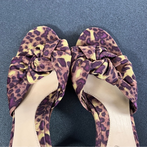 Boutique 9 Heels Penelope Animal Print Open Toe Slides Slip On Knotted EUC 8M - Picture 3 of 7